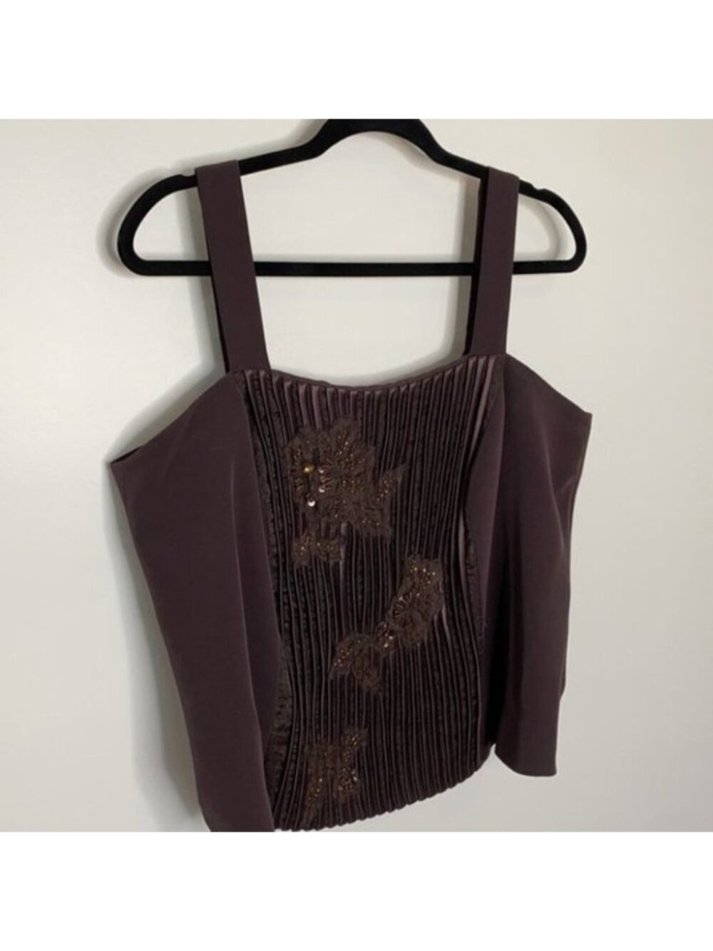 Vintage Women Brown Floral Striped  Sleeveless CropTank Plus Size 12